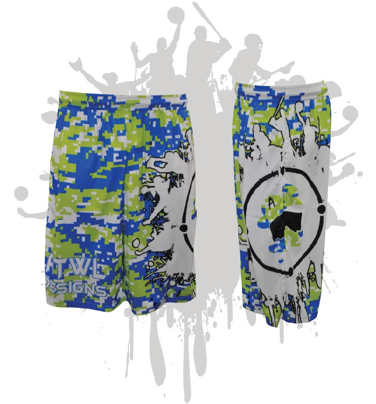 Splatter Splash Digital Camo Mens Full Dye Shorts Royal/Lime/White