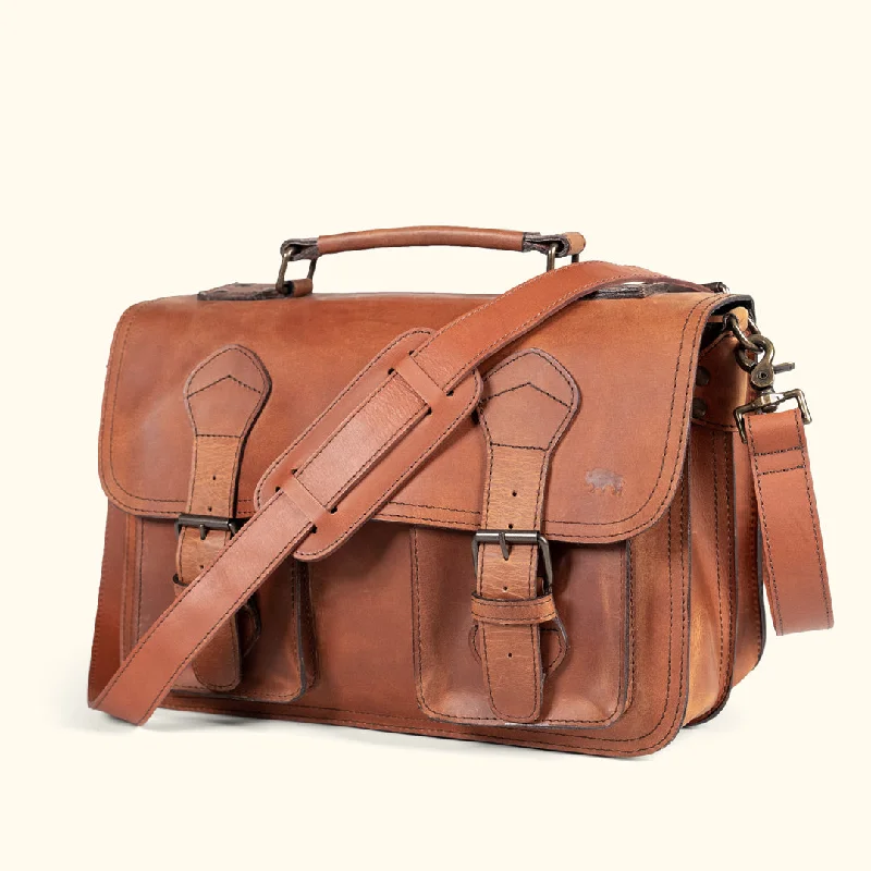 Roosevelt Leather Briefcase | Amber Brown