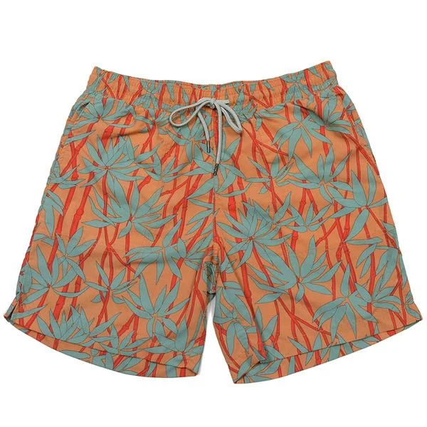 Bamboo Print Swim Trunk 7"