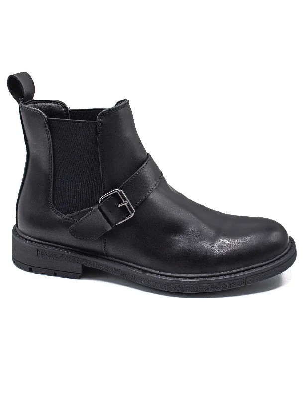 BLACK DEALER BIKER STRAP BOOTS