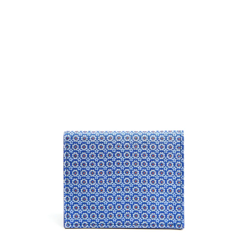 BLUETTE SILK AND LEATHER FOLDING CARD HOLDER