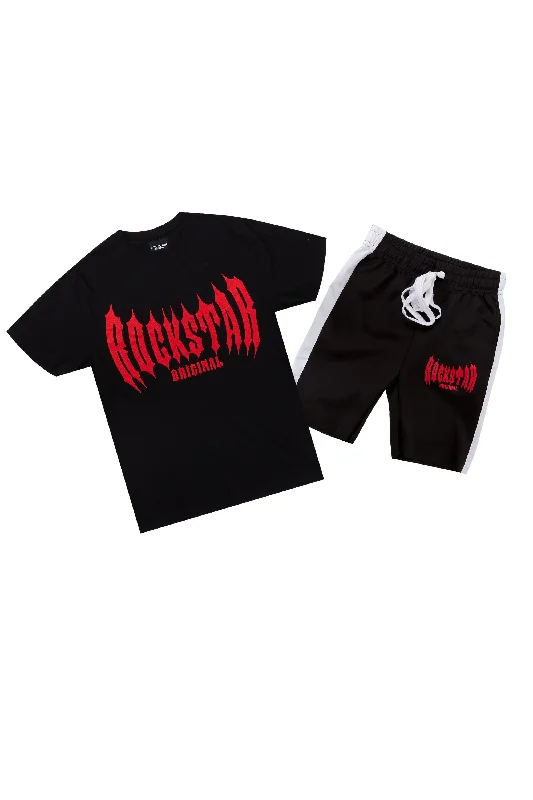 Skeller Black/Red T-Shirt Short Set