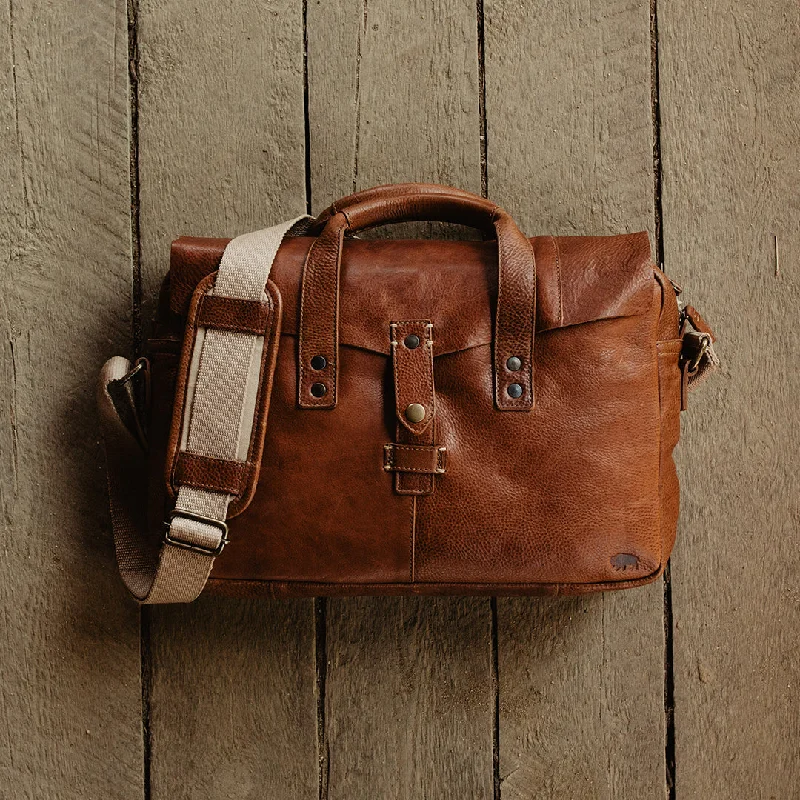 Walker Leather Briefcase Bag | Rustic Tan