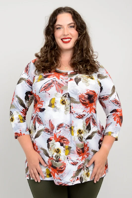 Franca 3/4 Top, Floral Youth, Bamboo