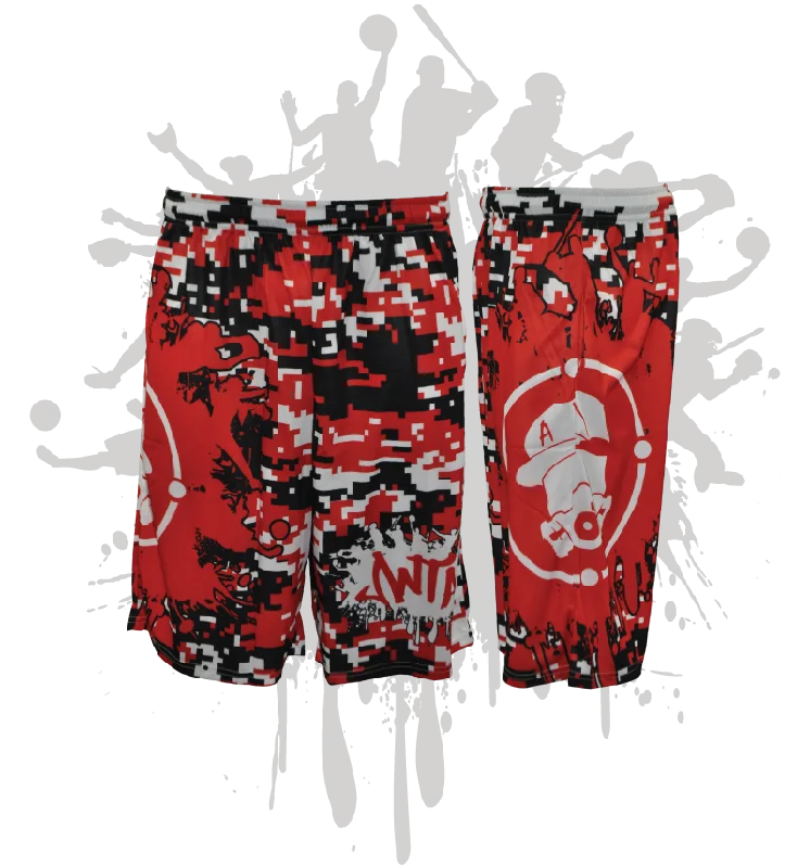 Splatter Splash Digital Camo Mens Full Dye Shorts Red/Black/White