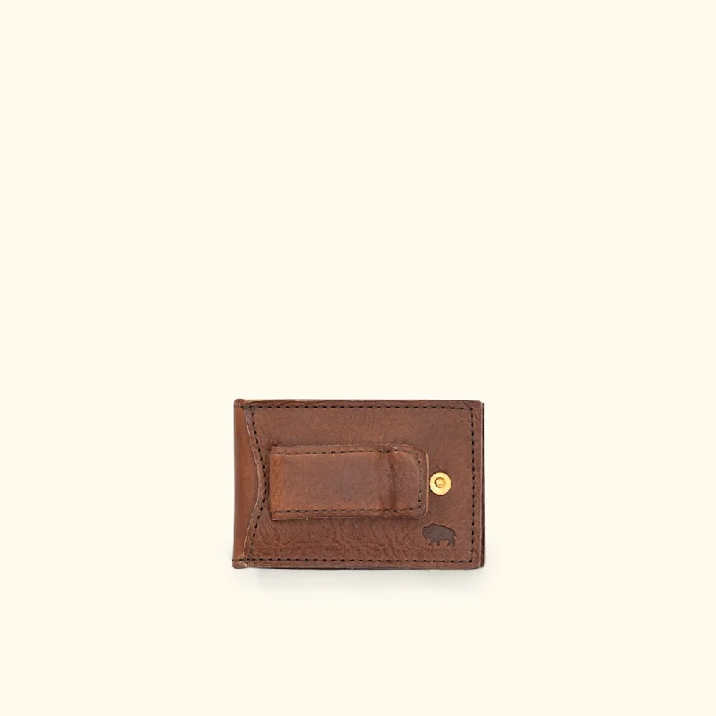 Dakota Leather Bifold - Metal Money Clip Wallet | Chestnut Brown