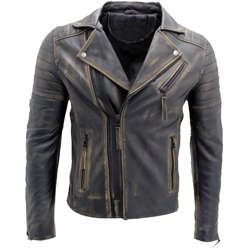 Cosmic Brown Distress Genuine Leather Brando Vintage Jacket