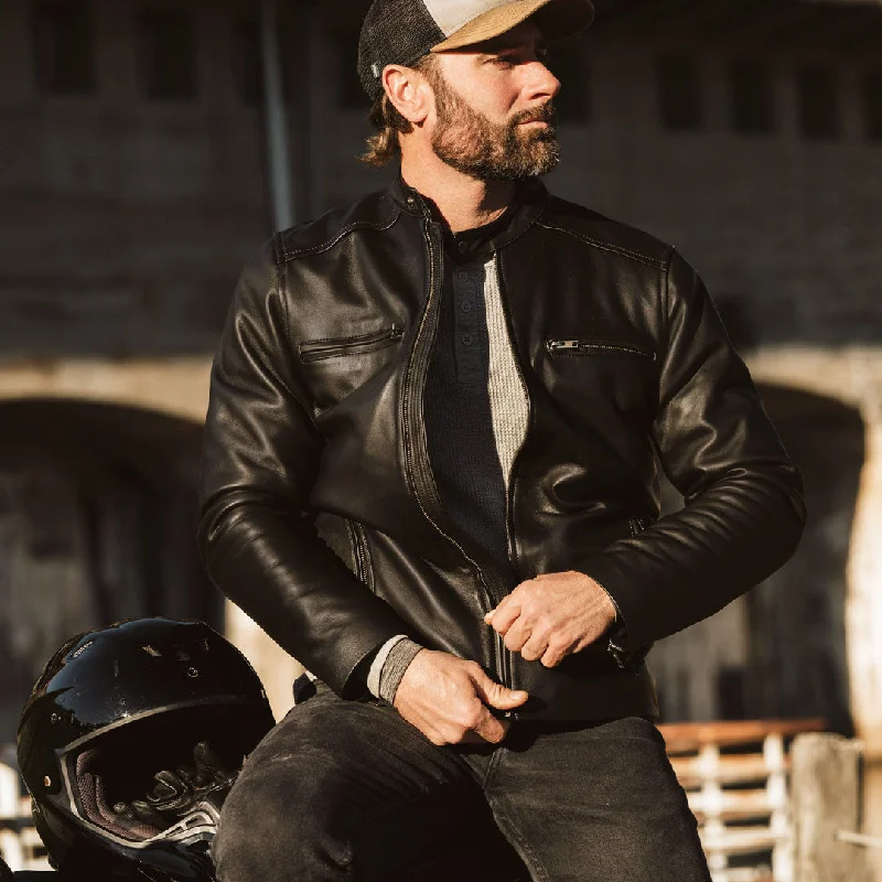 Thompson Leather Moto Jacket | Black