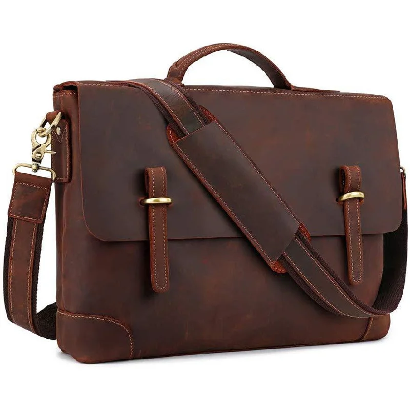 Full Grain Cowhide Leather Briefcase Bag - Large