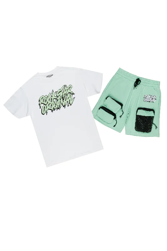 Zustrand White/Green T-Shirt Short Set