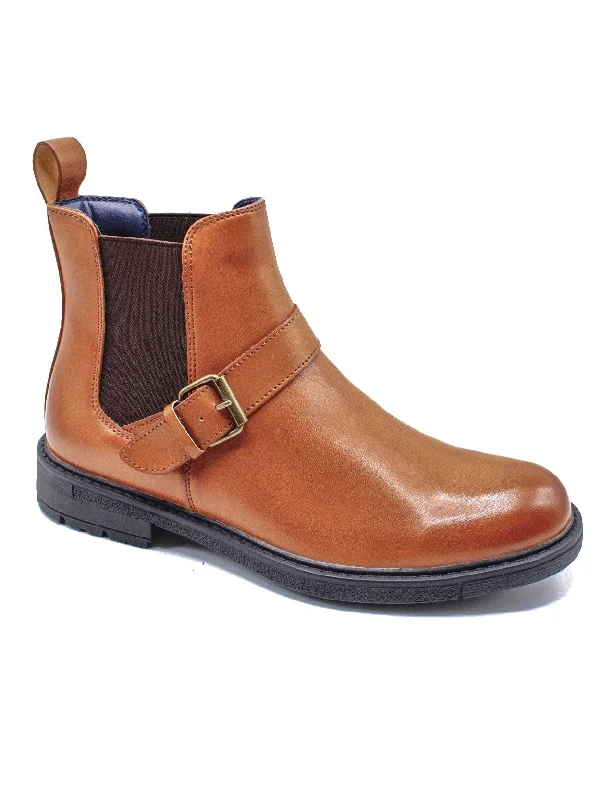 TAN BROWN DEALER BIKER STRAP BOOTS