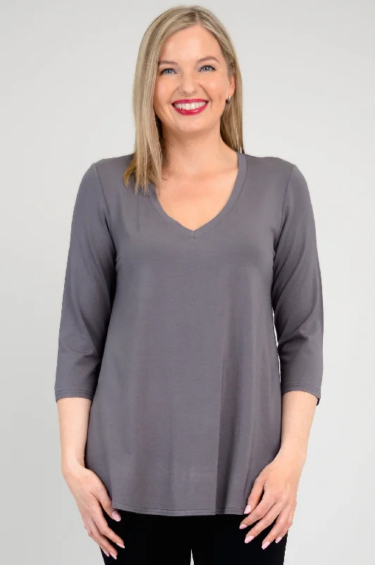 Jackie 3/4 Sleeve, Charcoal, Bamboo - Final Sale