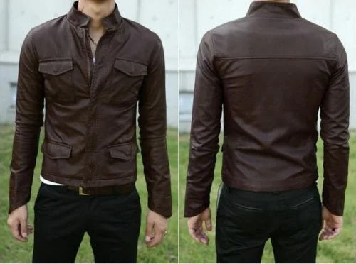 Men's Genuine Lambskin Leather Shirt Jacket MSH012