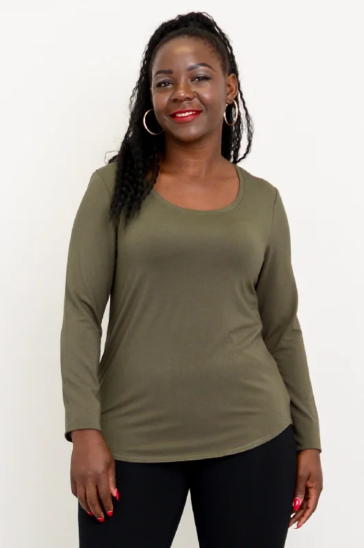 Tessa Long Sleeve, Khaki, Bamboo - Final Sale