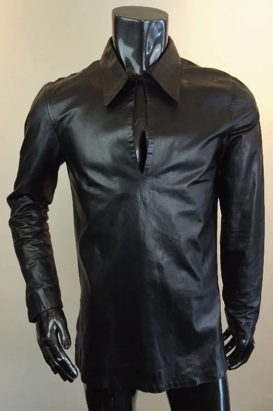 Men's Genuine Lambskin Leather Shirt Jacket MSH019