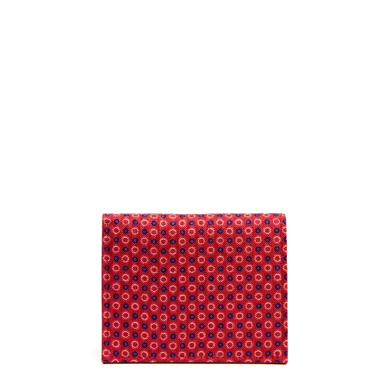 RED SILK AND LEATHER FOLDING CARD HOLDER