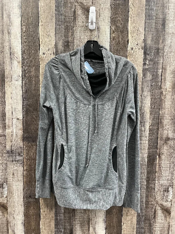 Athletic Top Long Sleeve Collar By Prana In Grey, Size: L