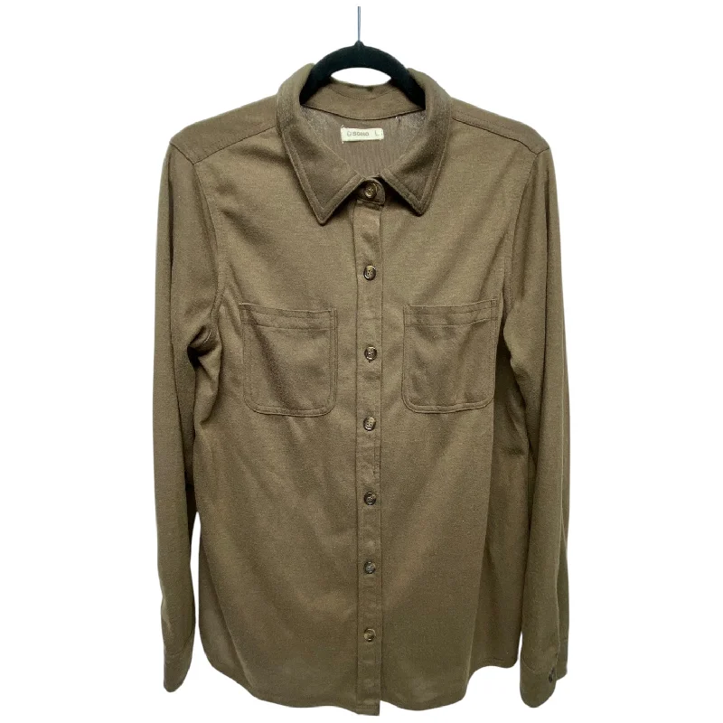 Top Long Sleeve By Clothes Mentor In Brown, Size: L