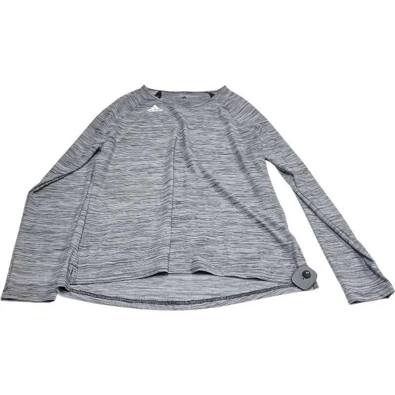 Athletic Top Long Sleeve Crewneck By Adidas In Grey, Size: L