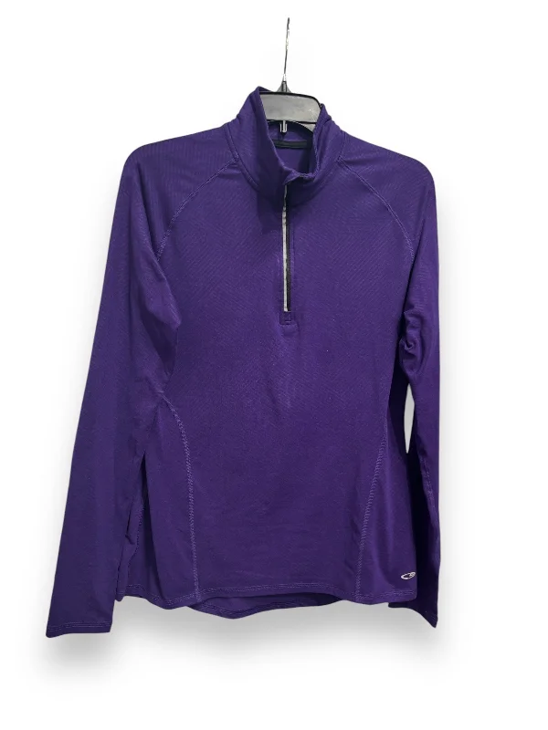 Athletic Top Long Sleeve Collar By Champion In Purple, Size: M