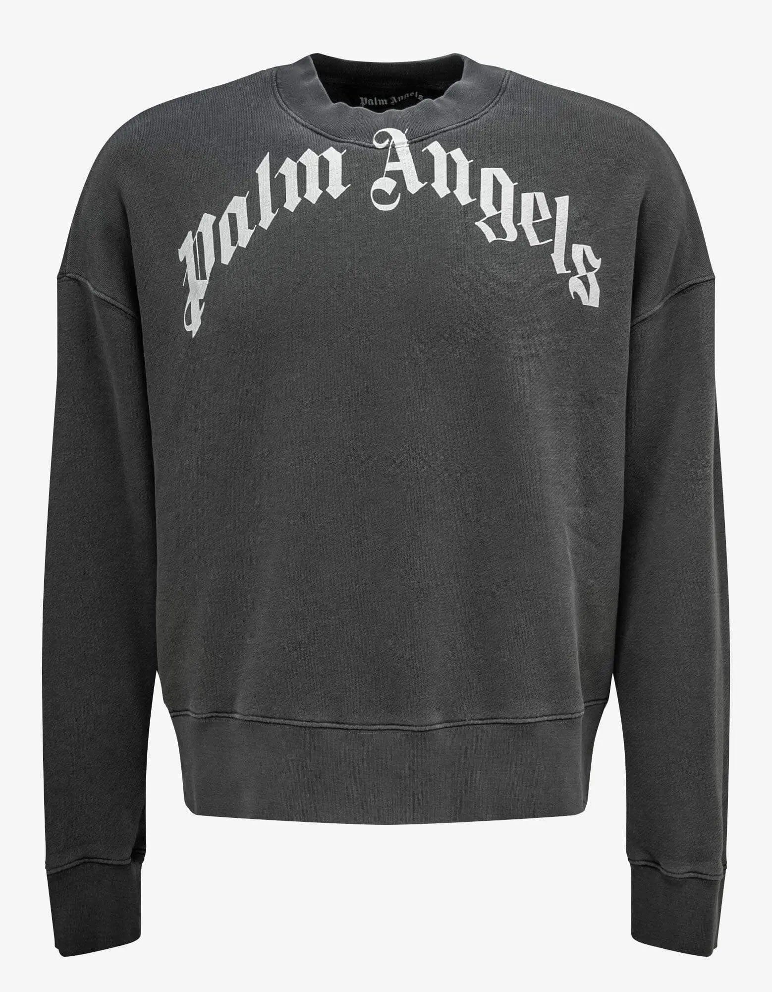 Palm Angels Palm Angels Grey Curved Logo Sweatshirt