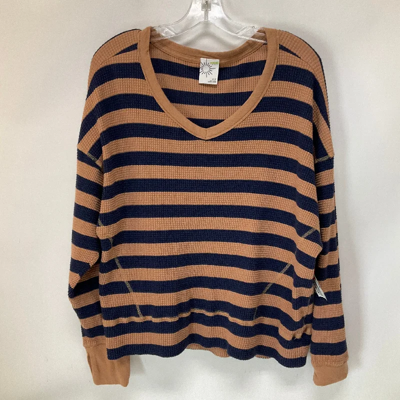 Top Long Sleeve By Aerie In Striped Pattern, Size: M