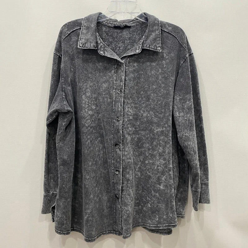 Top Long Sleeve By Jane And Delancey In Grey, Size: 1x