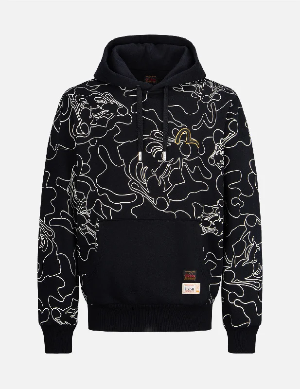 Allover Linear Camouflage Print Hooded Sweatshirt