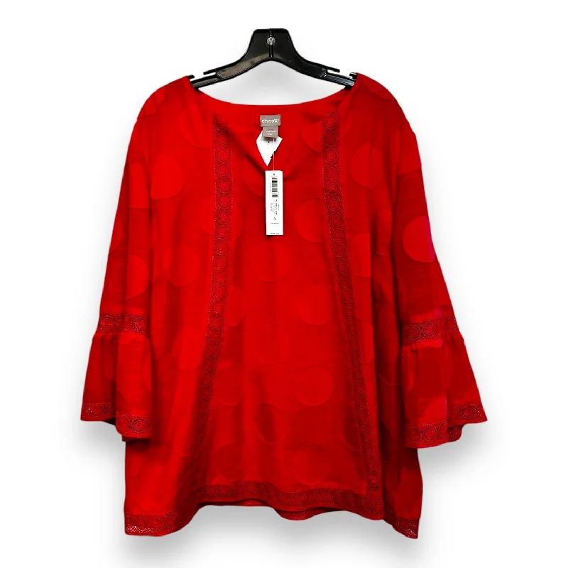 Top Long Sleeve By Chicos O In Red, Size: XXL