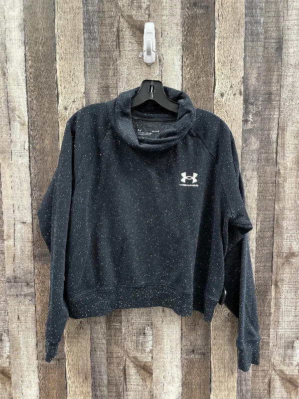 Athletic Top Long Sleeve Collar By Under Armour In Black, Size: L