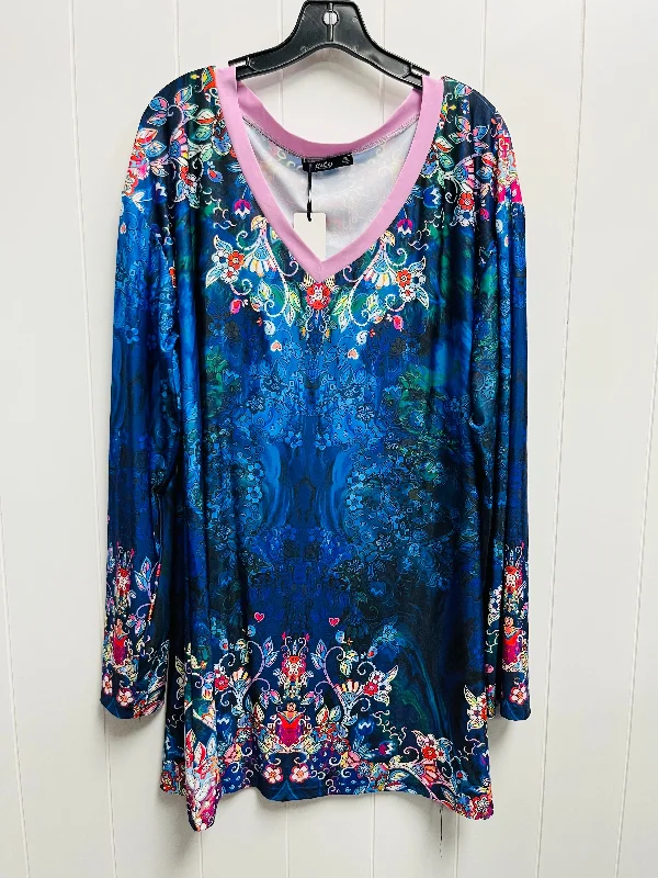 Top Long Sleeve By Lily In Blue & Purple, Size: Xl