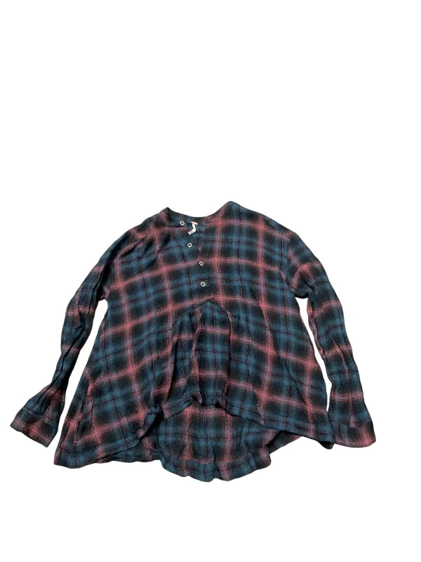 Tunic Long Sleeve By Free People In Plaid Pattern, Size: S