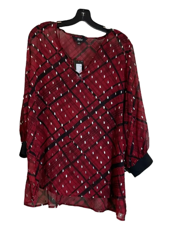 Top Long Sleeve By Clothes Mentor In Red, Size: L