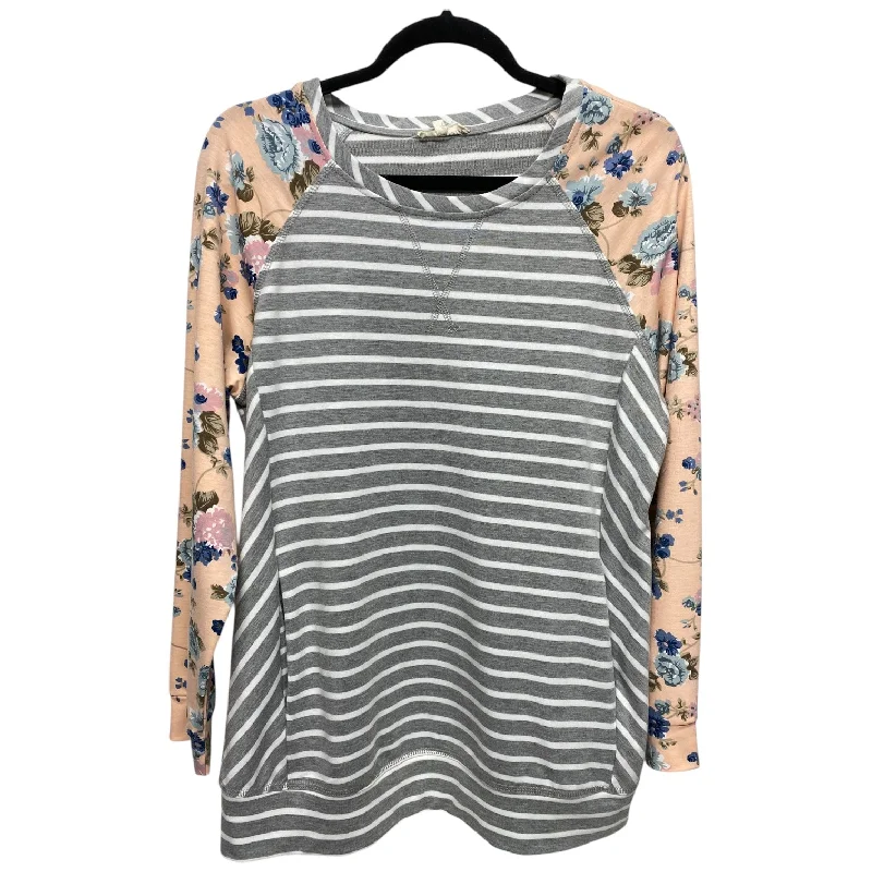 Top Long Sleeve By Main Strip In Striped Pattern, Size: M