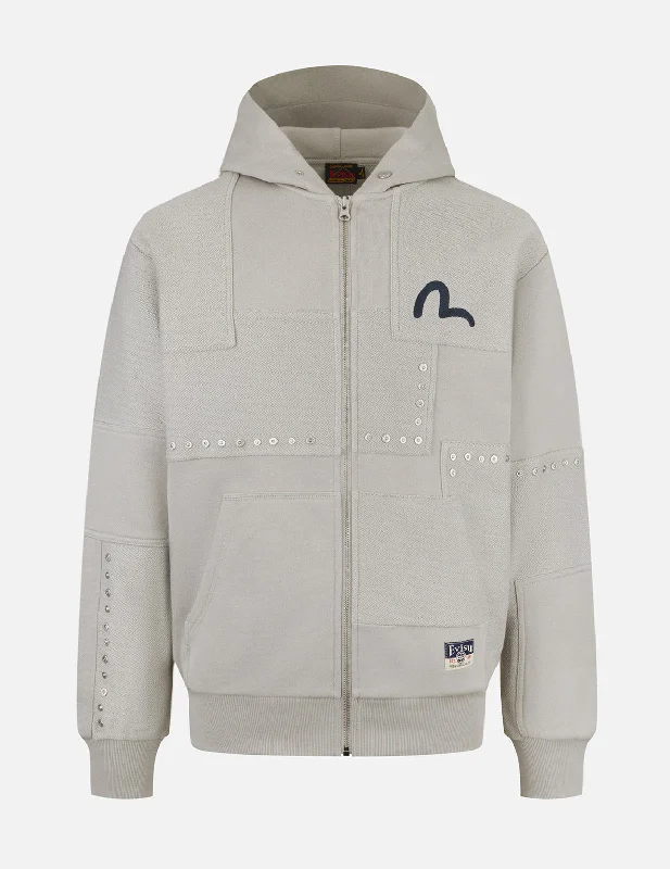 Seagull Embroidery and Fabric Blocking Relax Fit Hoodie