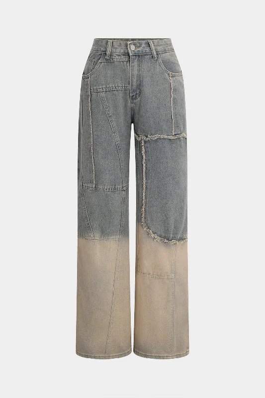 Denim Faded Straight Leg Jeans