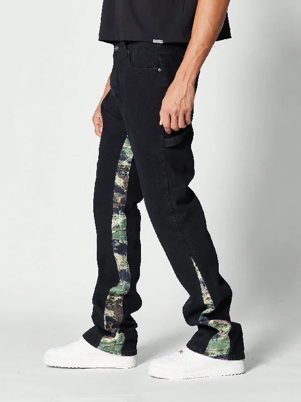 Flare Fit Workwear Jean With All Over Print Panel