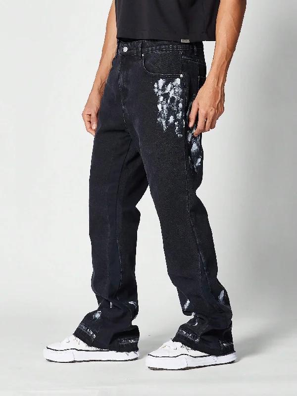 Flare Fit Jean With All Paint Print