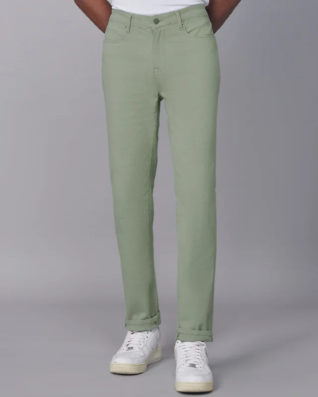 Smoked Twill Stretch Jeans - Light Green