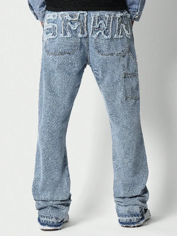 Flare Fit Jean With Back Raw Edge Applique Detail